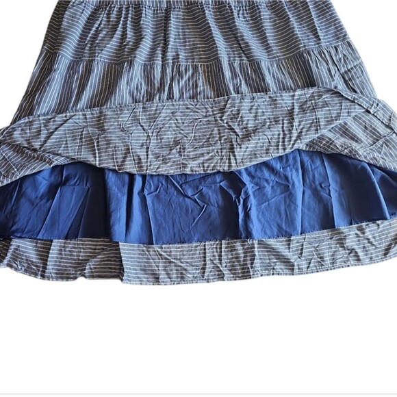 NWT Striped Tiered Maxi Skirt Sz XXL Navy White Boho Coastal Cottagecore - Picture 7 of 13